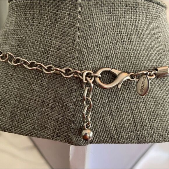 Chico's Black Stone Square Silvertone Pendant - Picture 5 of 5